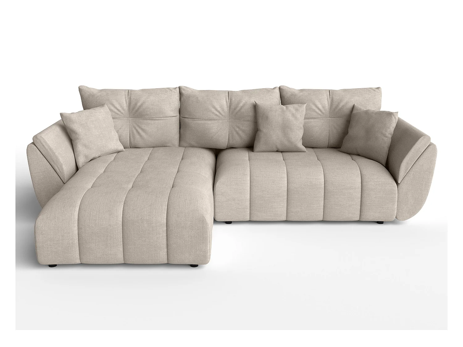 AX LIVING L Form hellbraune Ecksofa Verciani Schlaffunktion Bettkasten