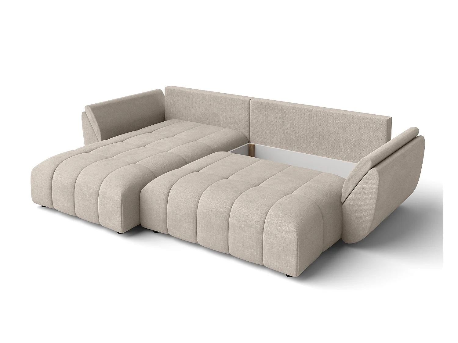 AX LIVING L Form hellbraune Ecksofa Verciani Schlaffunktion Bettkasten