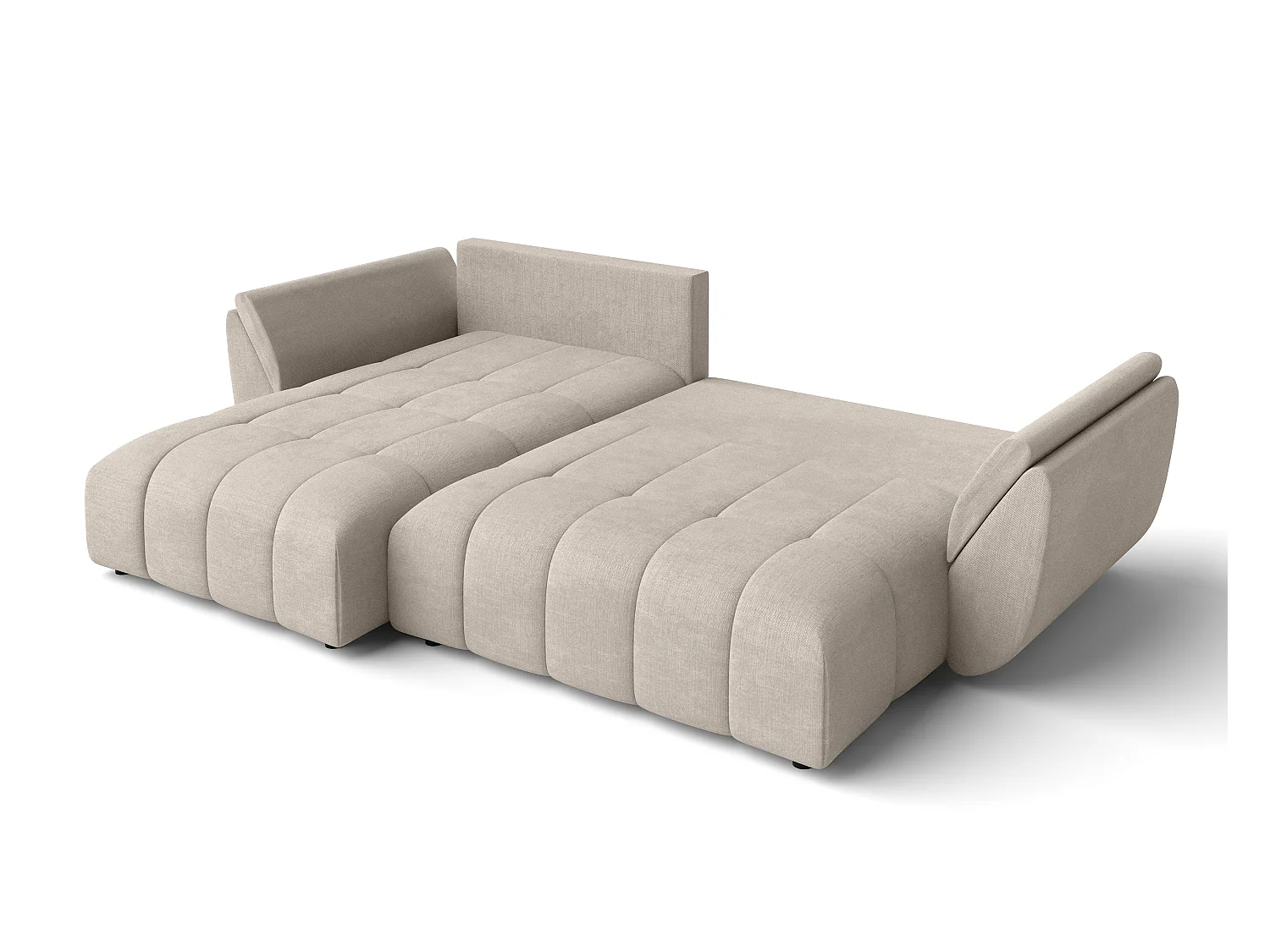 AX LIVING L Form hellbraune Ecksofa Verciani Schlaffunktion Bettkasten