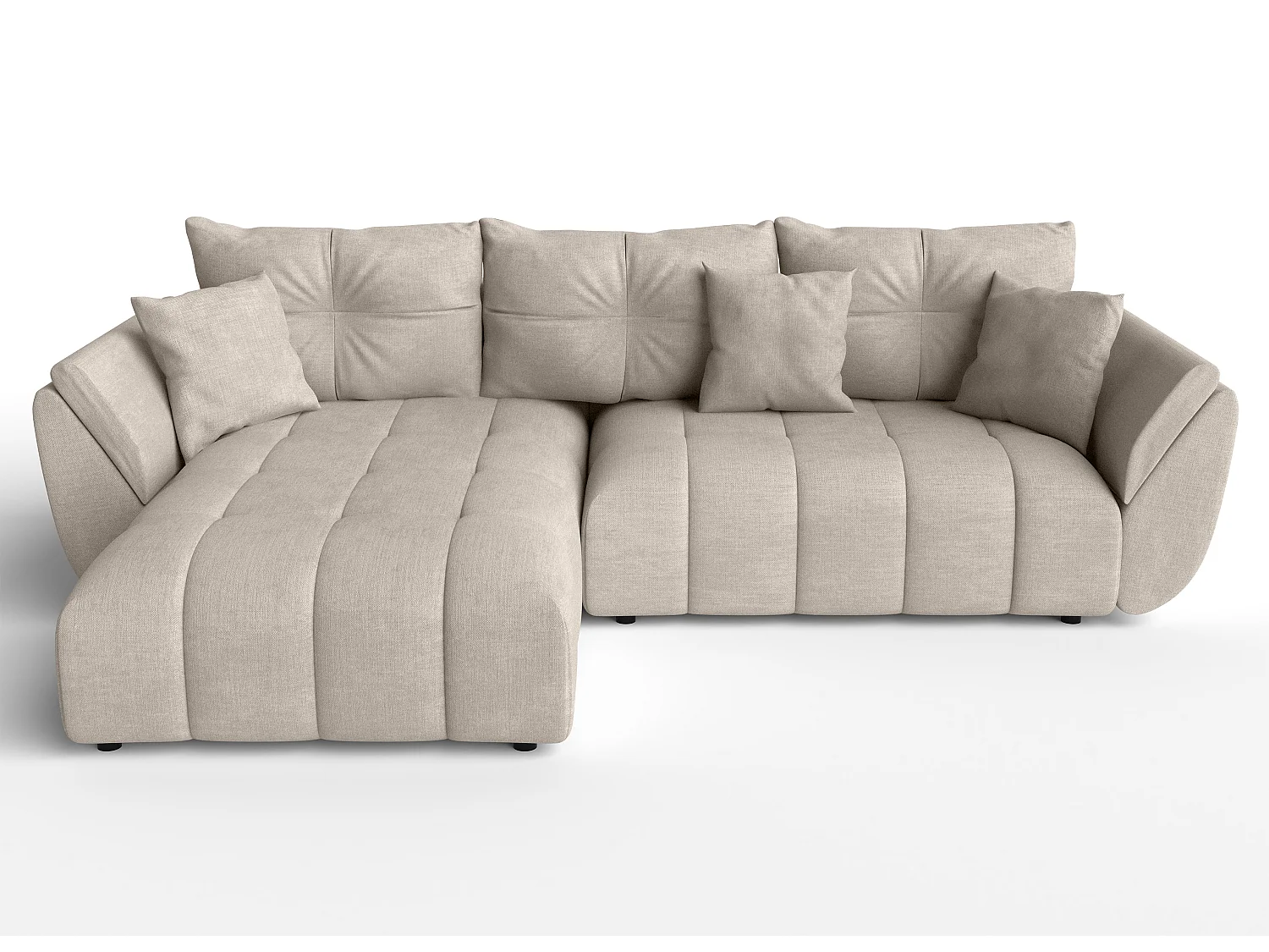 AX LIVING L Form hellbraune Ecksofa Verciani Schlaffunktion Bettkasten