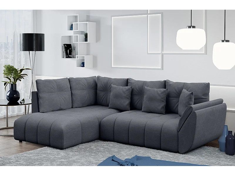 AX LIVING Canapé avec fonction lit Corleone canapé d'angle gris 266 cm