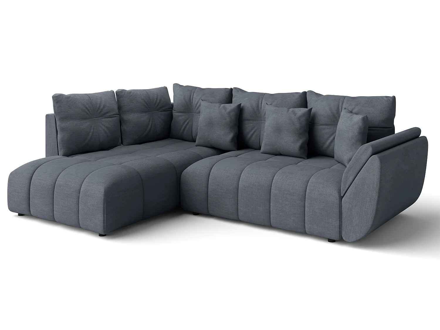 AX LIVING Couch mit Bettfunktion Corleone Ecksofa grau in L Form 266cm