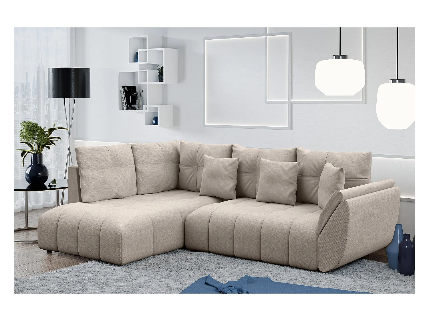 AX LIVING Canapé d angle convertible Corleone canapé d angle marron