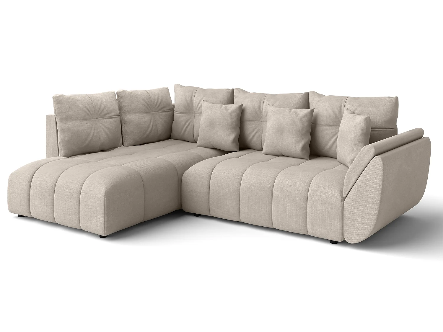 AX LIVING Couch mit Bettfunktion Corleone hellbraune Ecksofa in L Form