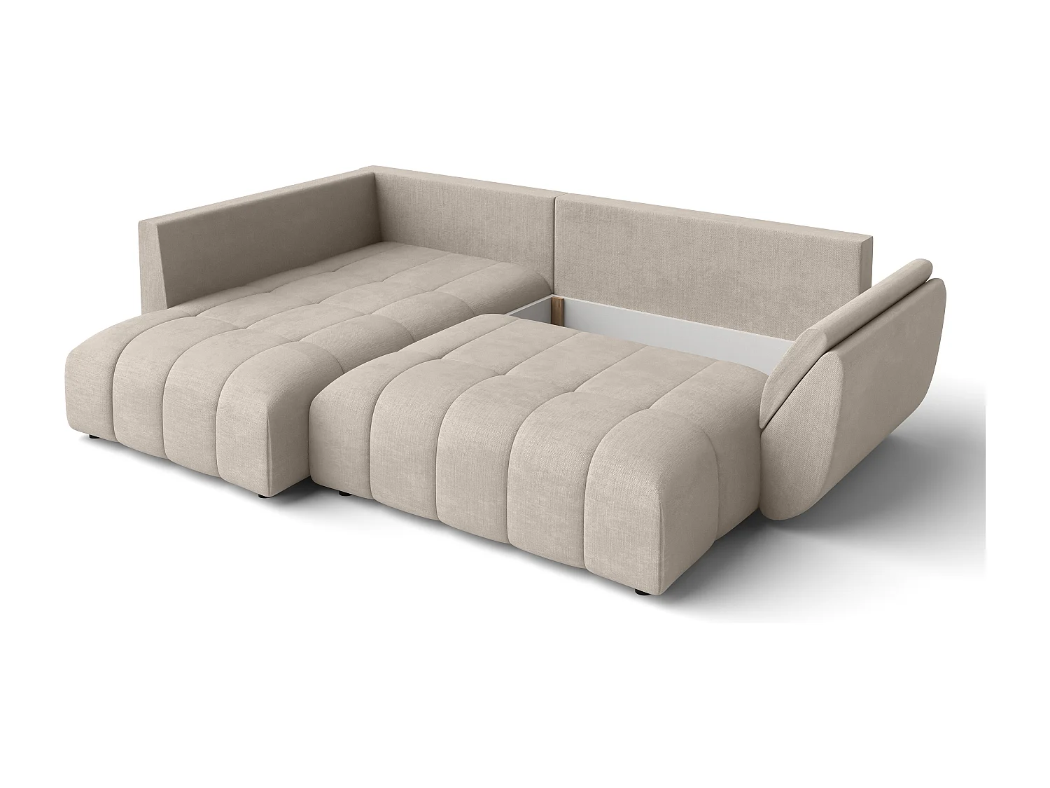 AX LIVING Couch mit Bettfunktion Corleone hellbraune Ecksofa in L Form