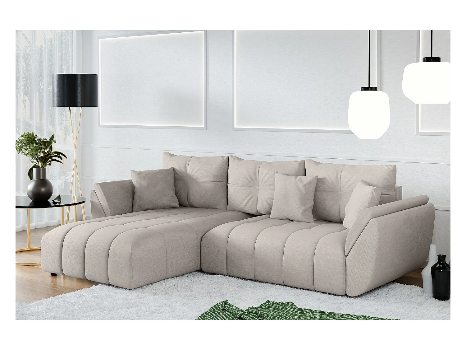 AX LIVING Canapé d angles convertible Verciani canapé méridien beige