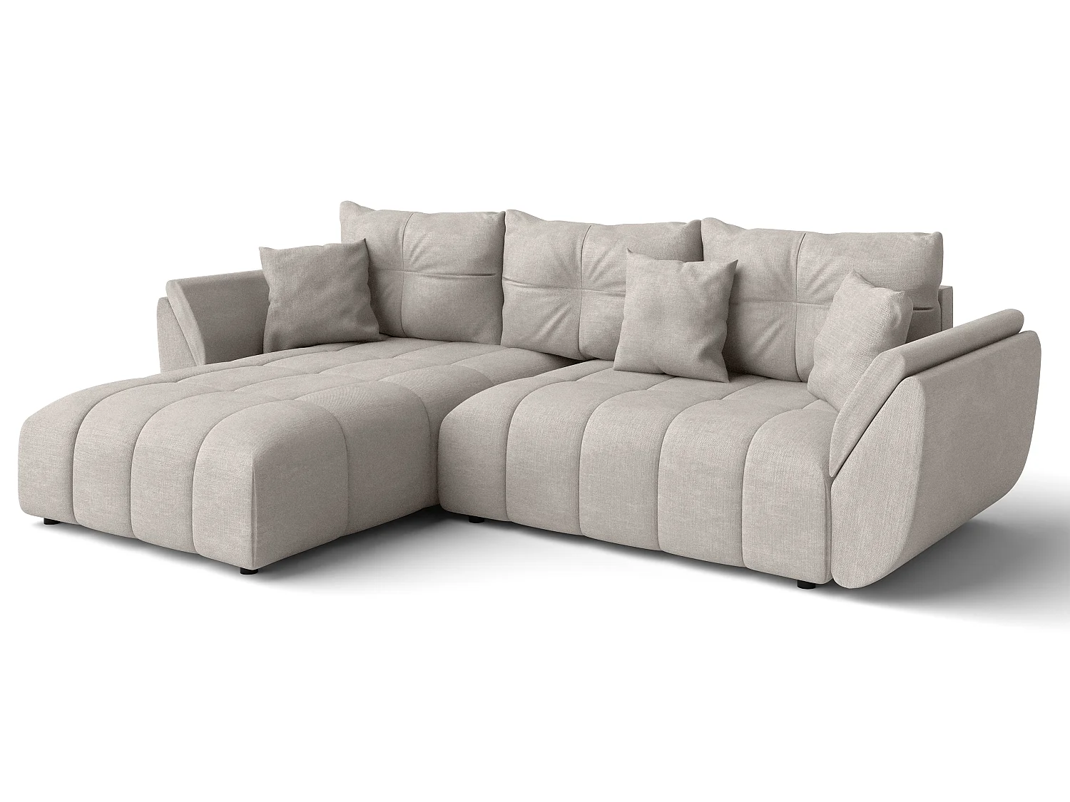 AX LIVING L Form Couch in Beige Verciani Schlaffunktion Bettkasten 266
