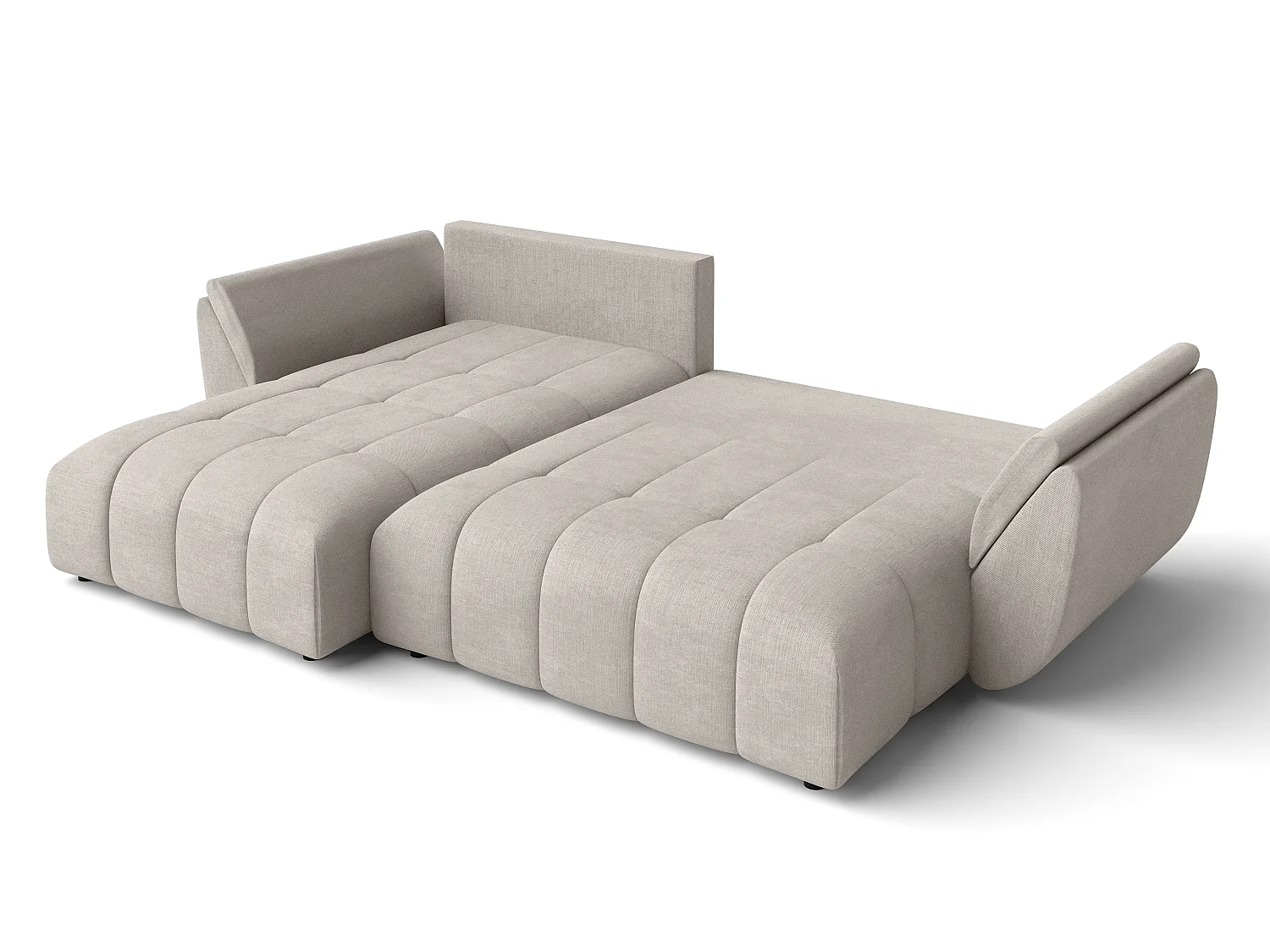 AX LIVING L Form Couch in Beige Verciani Schlaffunktion Bettkasten 266