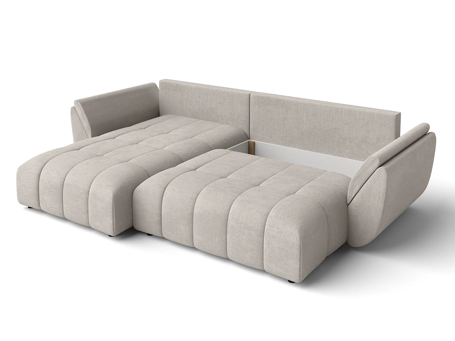 AX LIVING L Form Couch in Beige Verciani Schlaffunktion Bettkasten 280