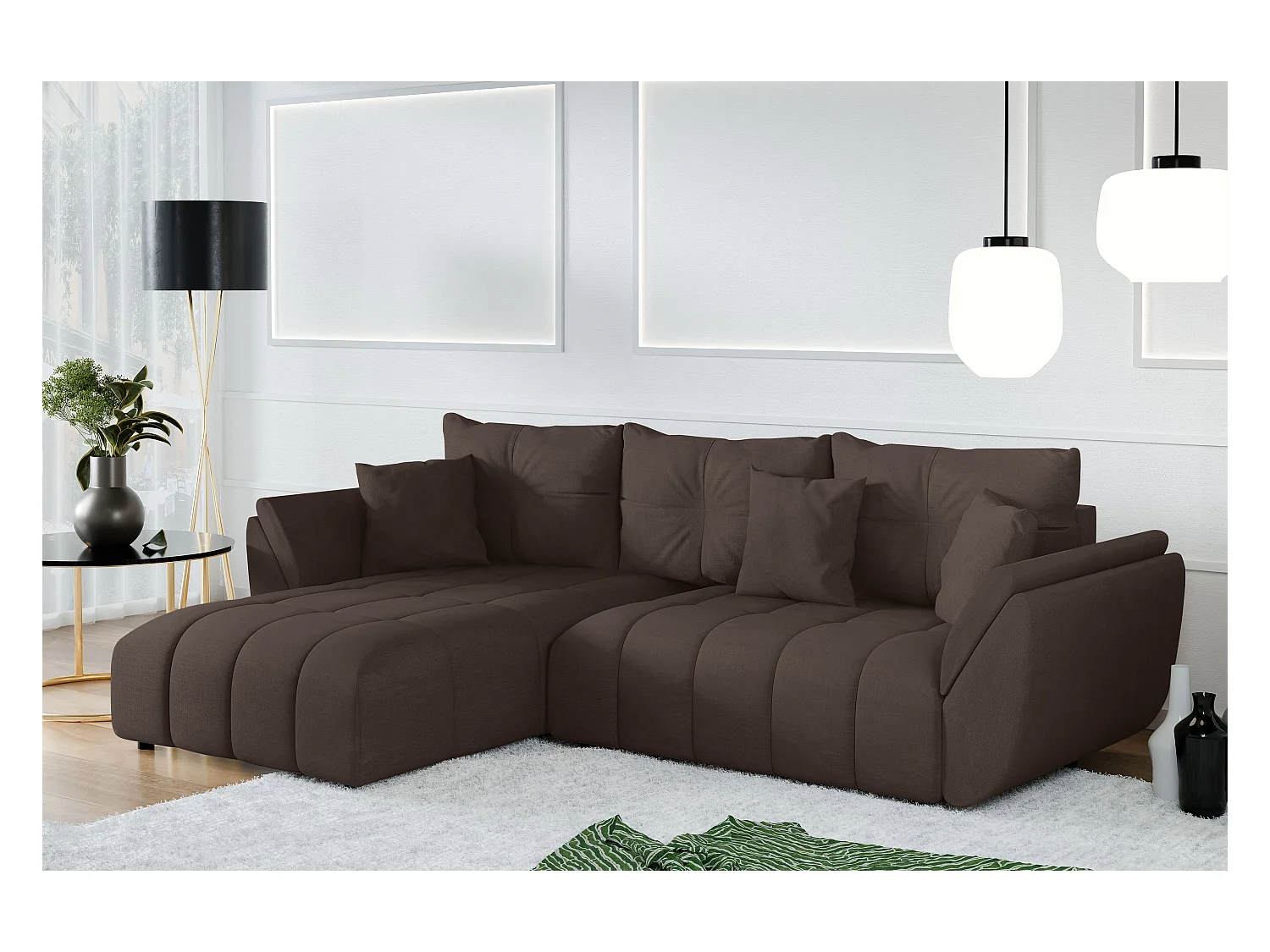 AX LIVING Canapé d angles convertible Verciani canapé méridien brun