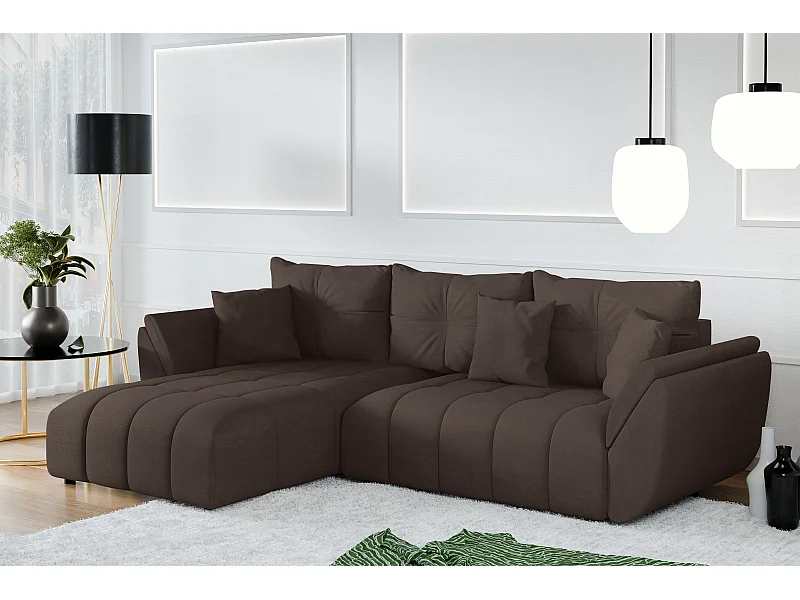AX LIVING L Form braune Ecksofa Verciani Schlaffunktion Bettkasten 266