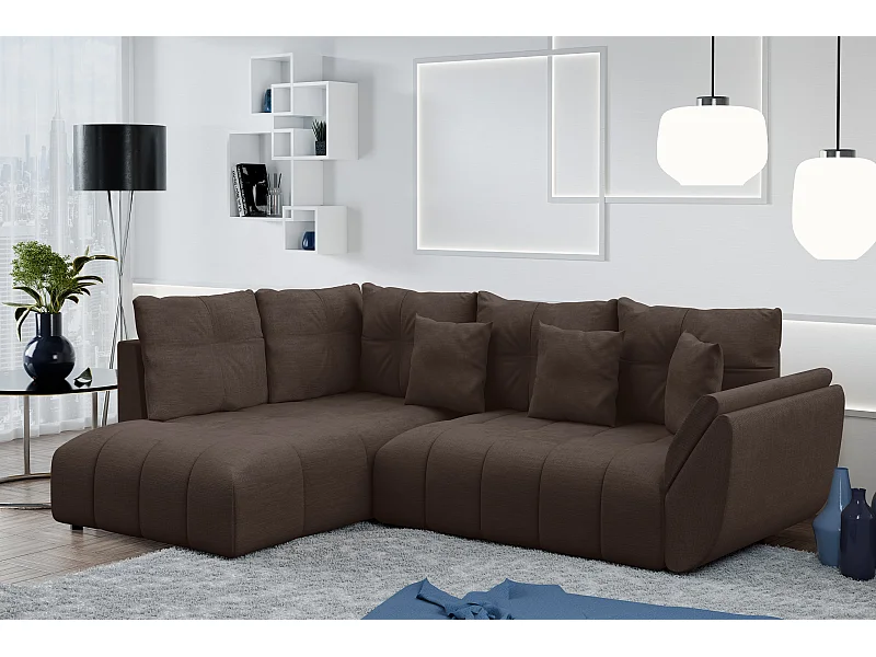 AX LIVING Couch mit Bettfunktion Corleone braune Ecksofa in L Form 266