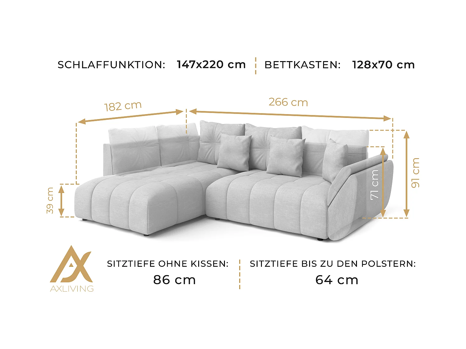 AX LIVING Canapé d angle convertible Corleone canapé meridienne brun