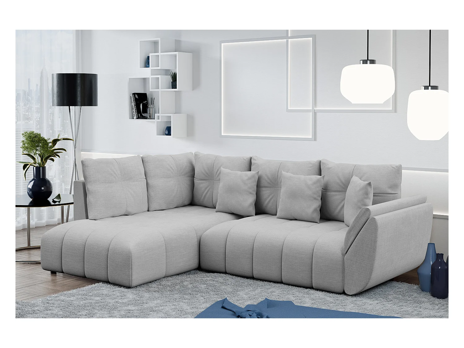 AX LIVING Canapé avec fonction lit Corleone gris clair canapé d'angle