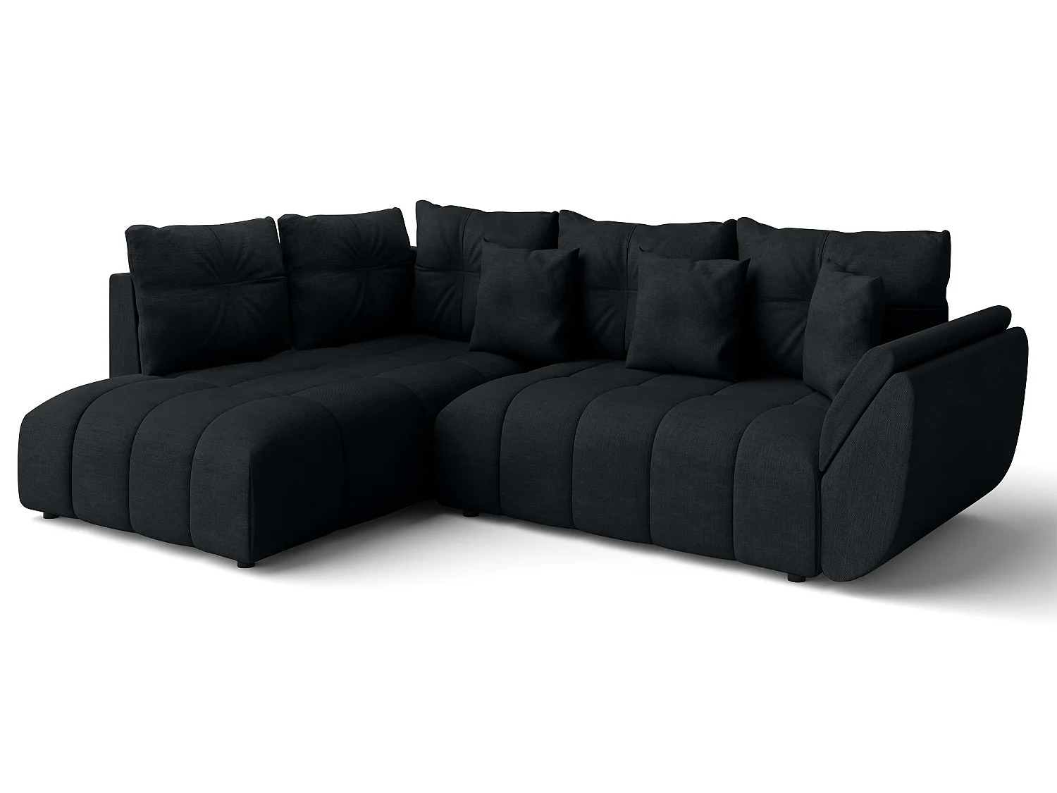 AX LIVING Couch mit Bettfunktion Corleone schwarze Ecksofa in L Form
