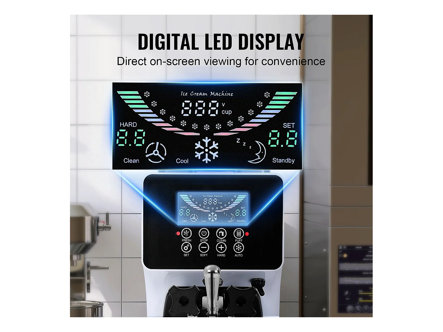 Sorbetière SucceBuy Machine à Crème Glacée Molle 10 L/H pour Comptoir