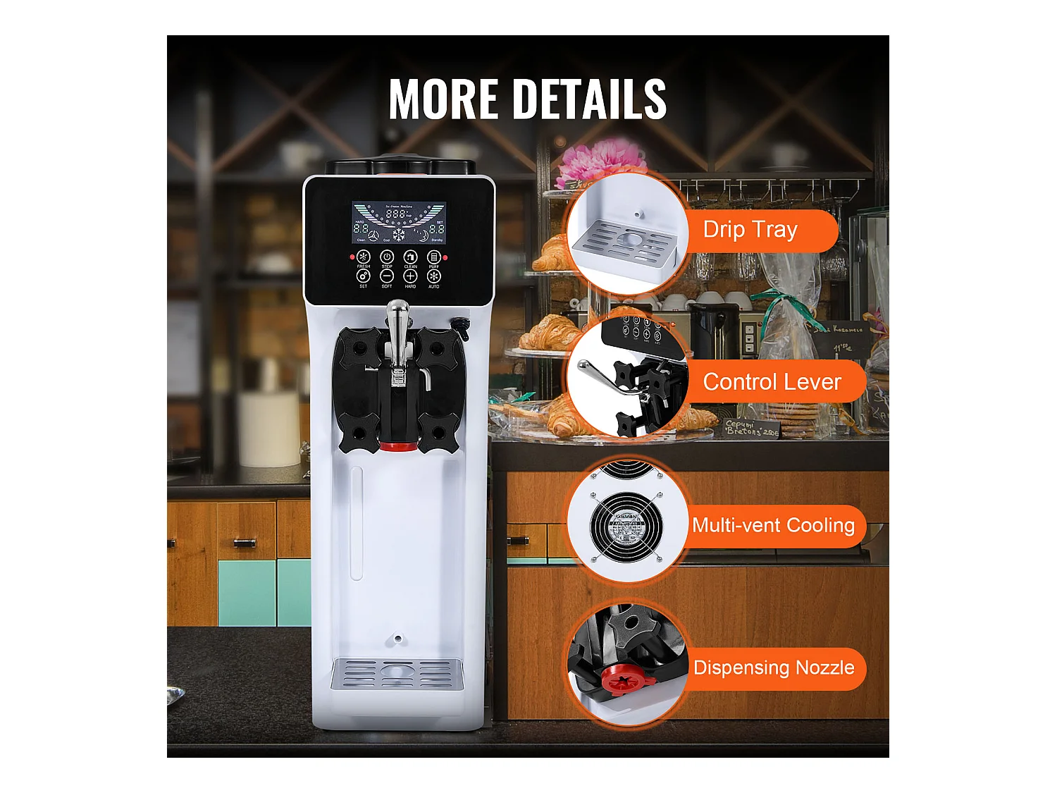 Sorbetière SucceBuy Machine à Crème Glacée Molle 10 L/H pour Comptoir