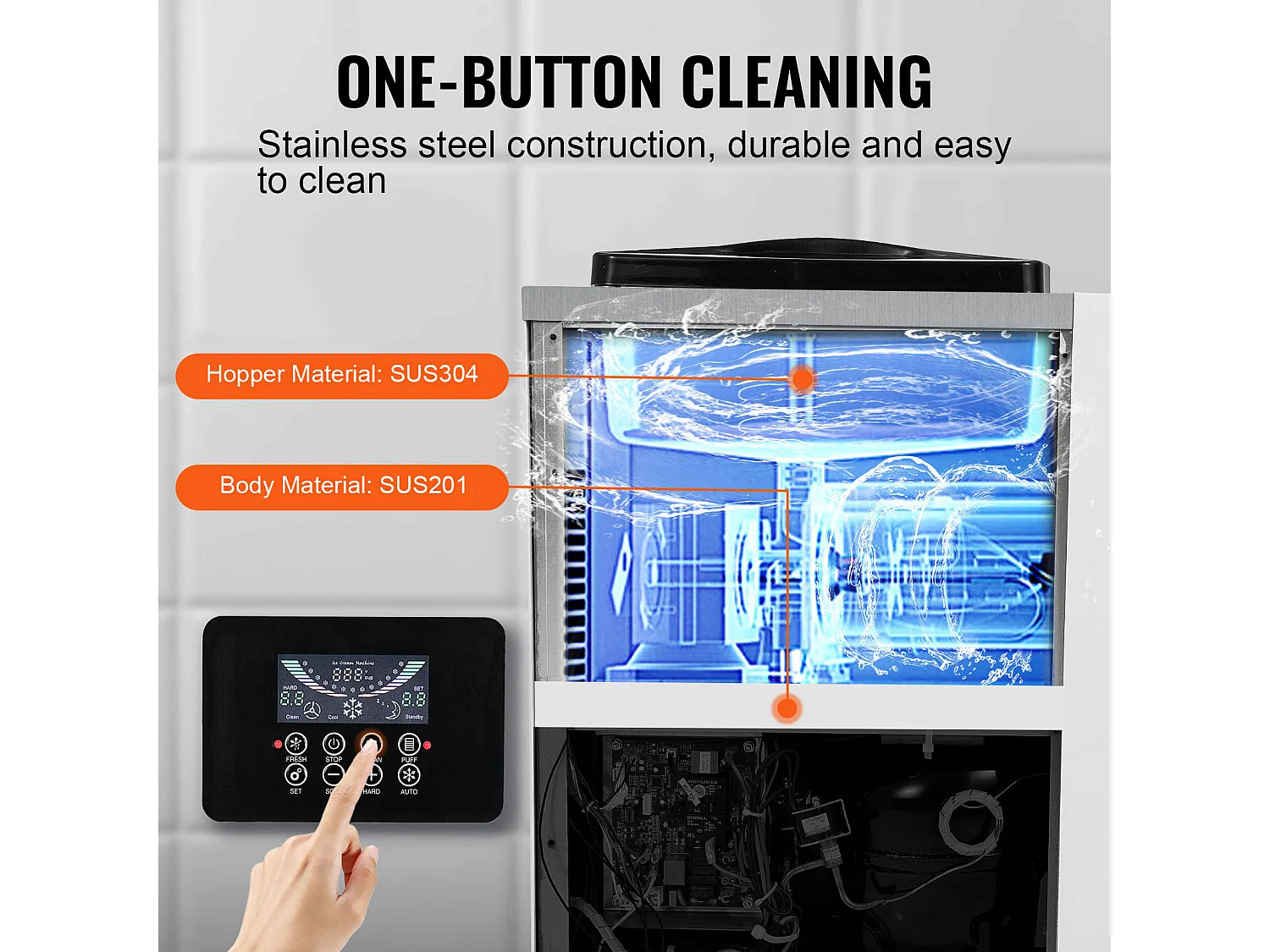 Sorbetière SucceBuy Machine à Crème Glacée Molle 10 L/H pour Comptoir