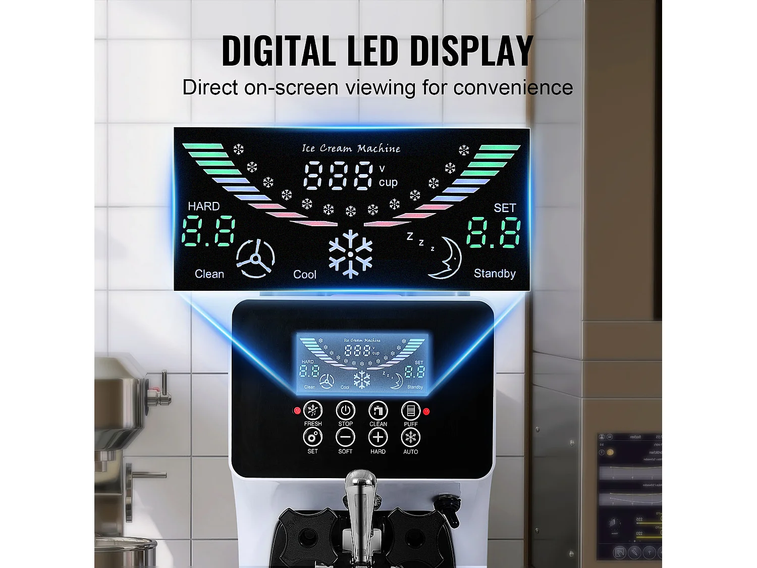 Sorbetière SucceBuy Machine à Crème Glacée Molle 10 L/H pour Comptoir