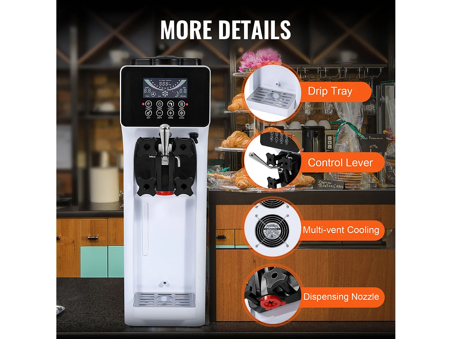 Sorbetière SucceBuy Machine à Crème Glacée Molle 10 L/H pour Comptoir