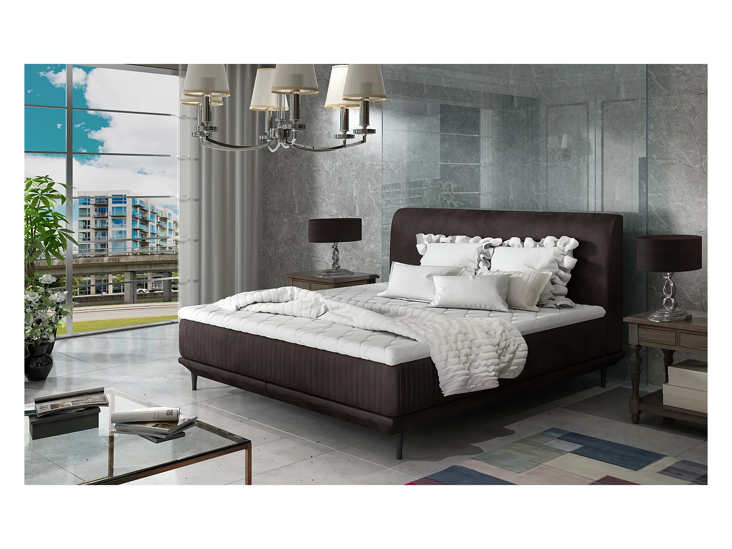 Letto Rima M (160x200)/Tessuto-Marrone