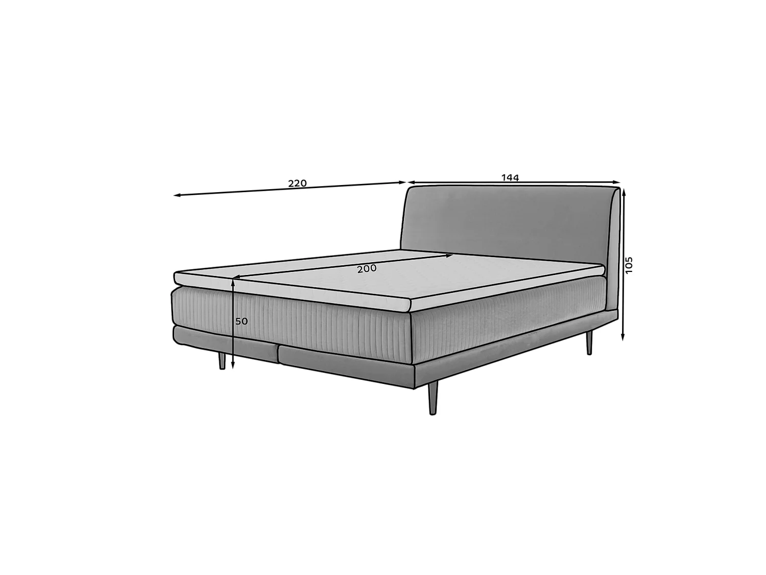 Letto Rima M (160x200)/Tessuto-Marrone