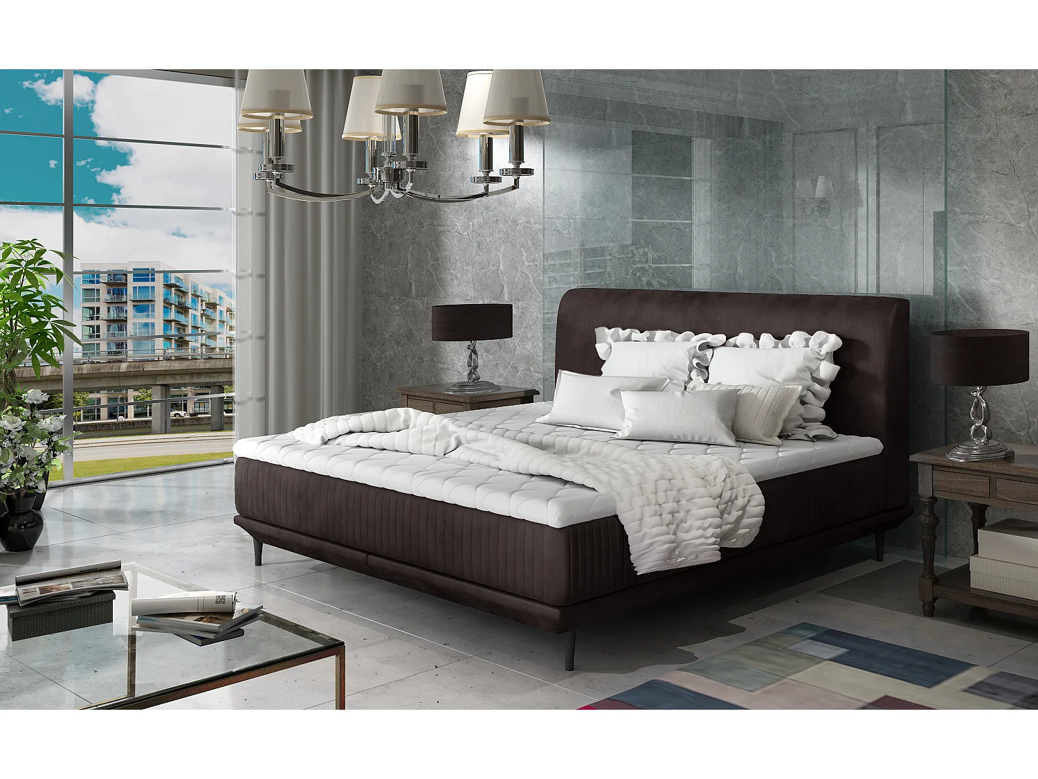 Letto Rima M (160x200)/Tessuto-Marrone