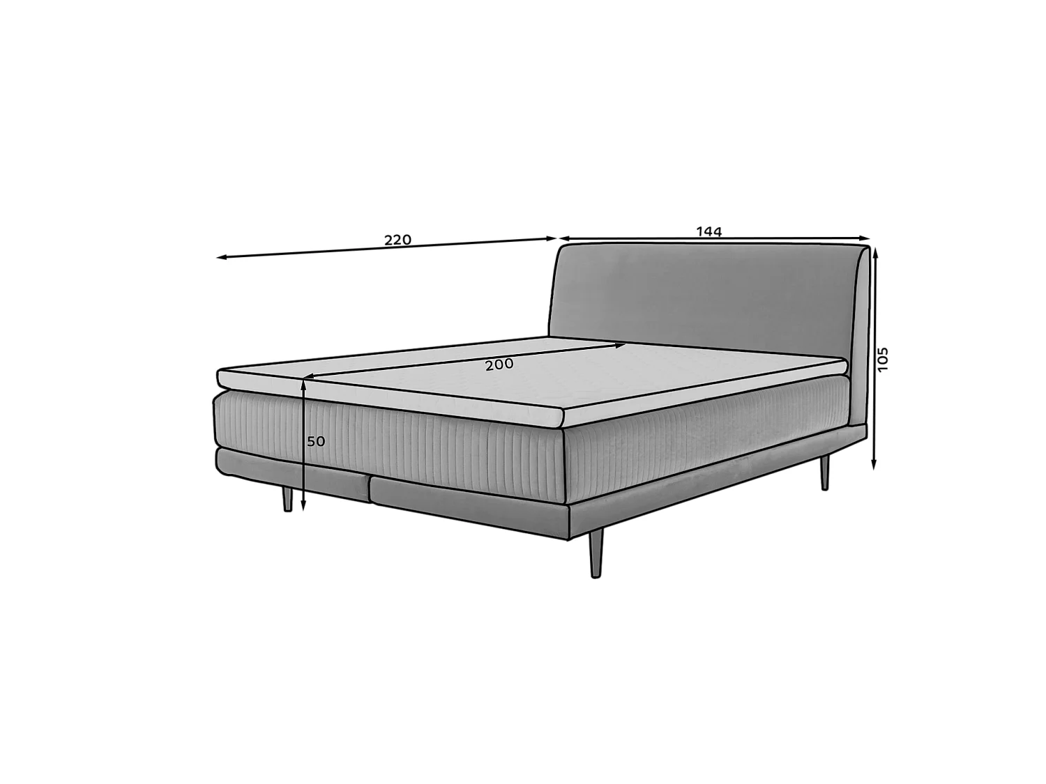 Letto Rima M (160x200)/Tessuto-Marrone