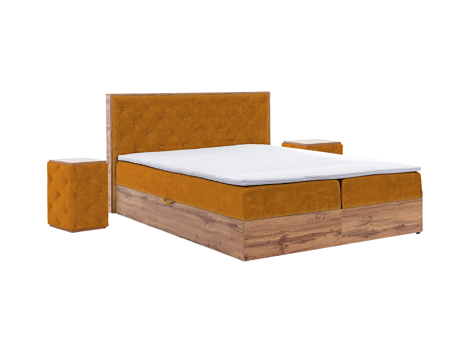 LIT BOXSPRING avec tables de chevet Werdum Set 180x200 cm, Miel (Torre 9)