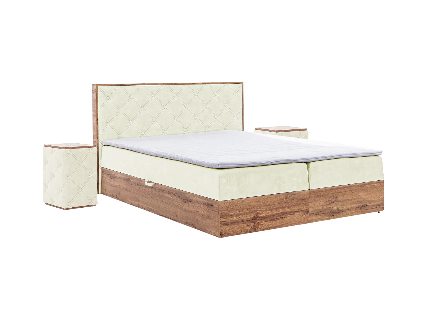 LIT BOXSPRING avec tables de chevet Werdum Set 180x200 cm, Écru (Torre 1)