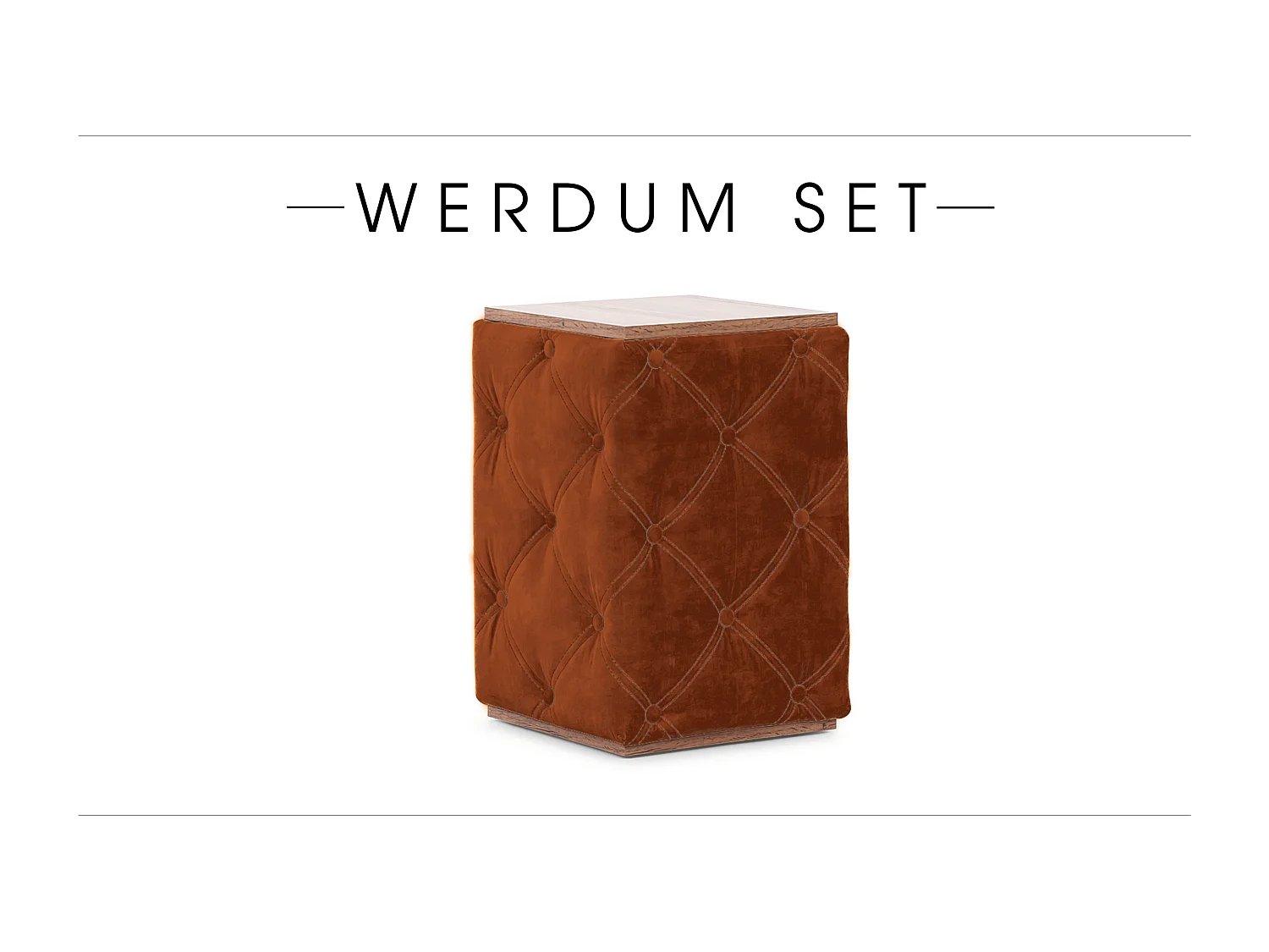 LIT BOXSPRING avec tables de chevet Werdum Set 200x200 cm, Brique (Torre 8)