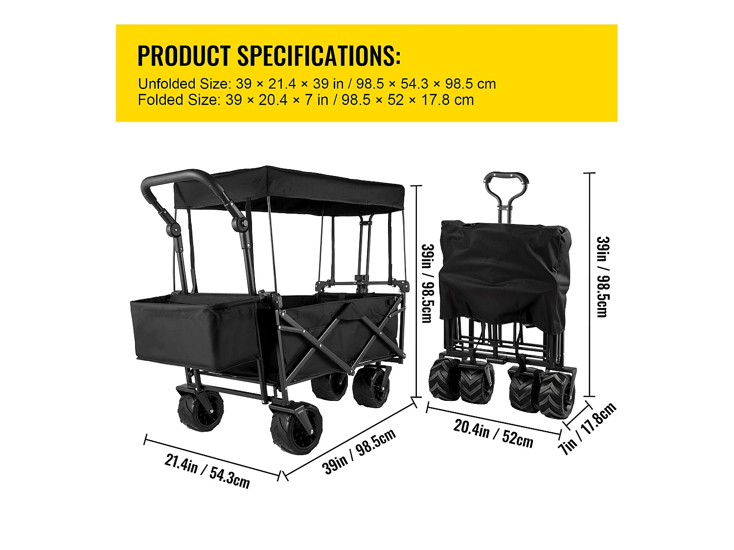 Faltbarer Wagen SucceBuy, Zusammenklappbarer Gartenwagen Mit Schatten, Strand-Utility