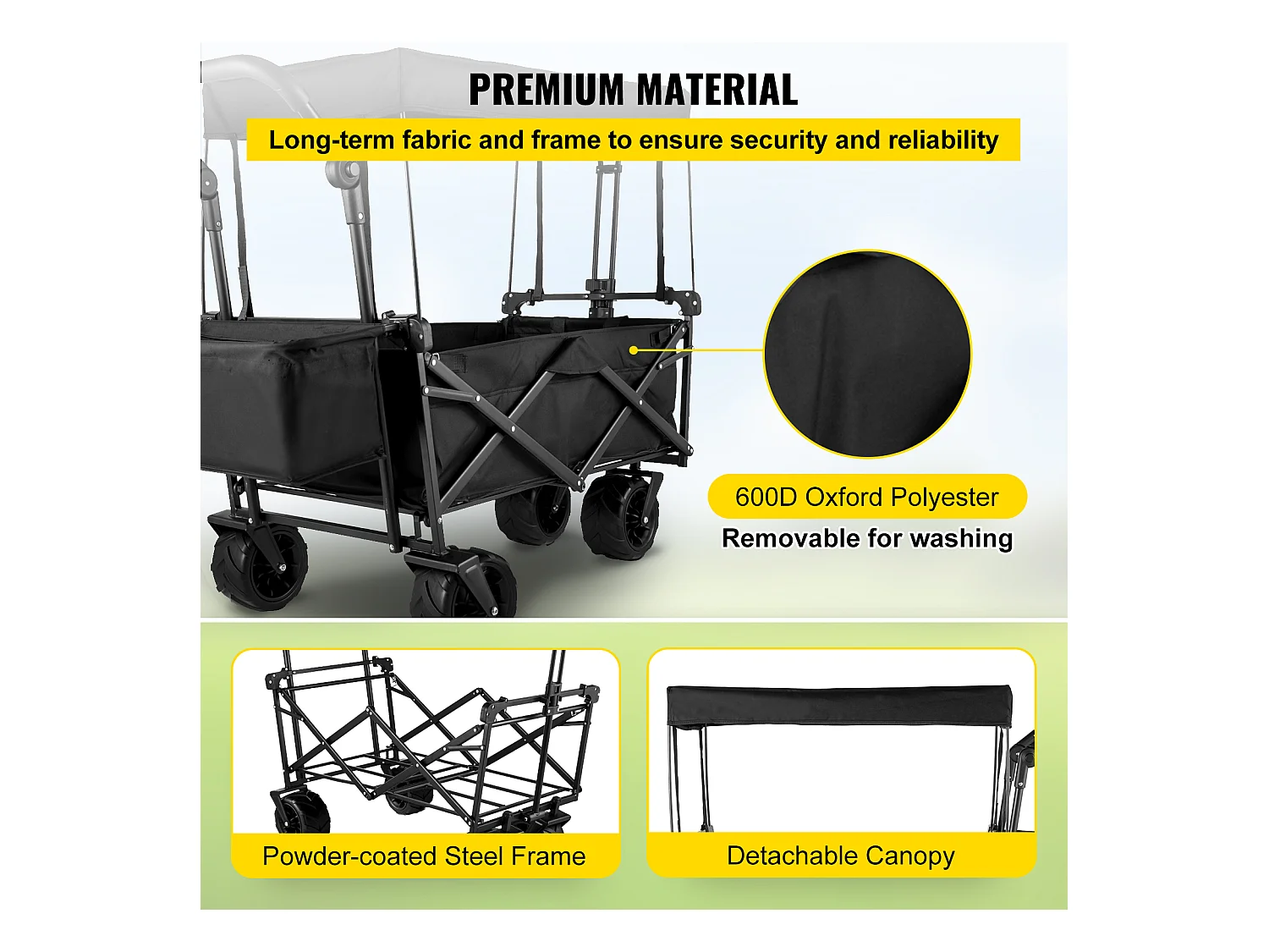 Faltbarer Wagen SucceBuy, Zusammenklappbarer Gartenwagen Mit Schatten, Strand-Utility