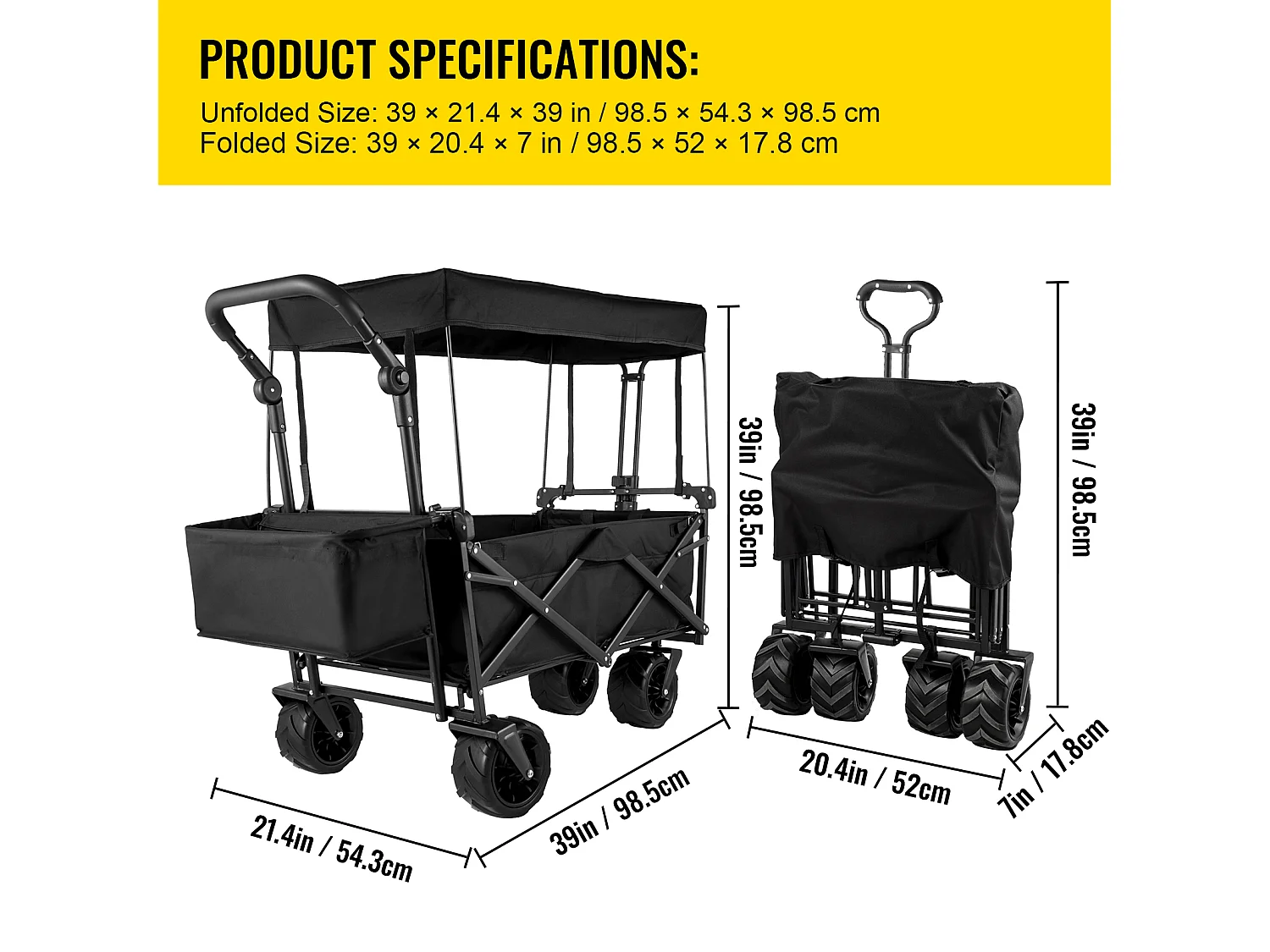 Faltbarer Wagen SucceBuy, Zusammenklappbarer Gartenwagen Mit Schatten, Strand-Utility
