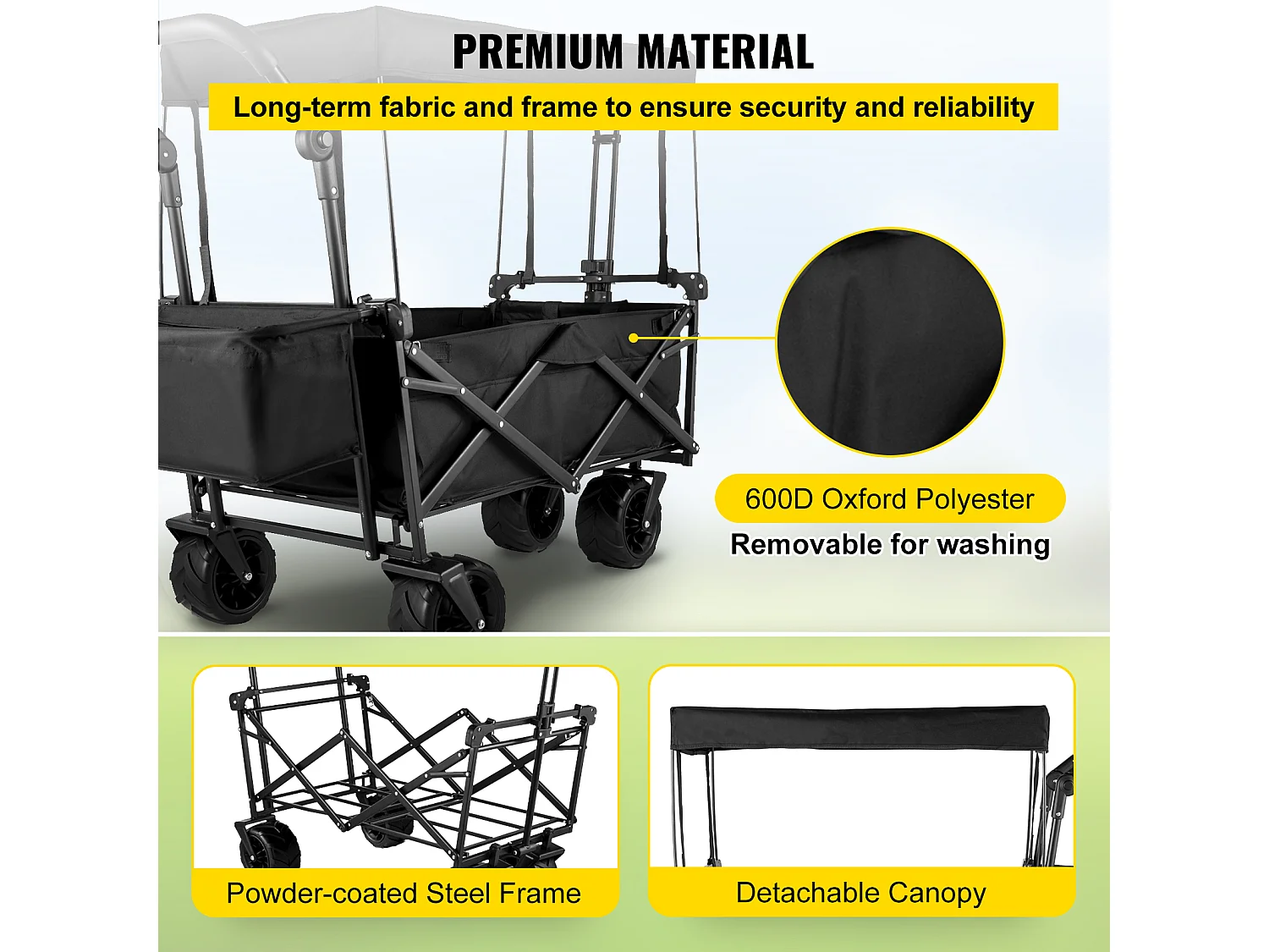 Faltbarer Wagen SucceBuy, Zusammenklappbarer Gartenwagen Mit Schatten, Strand-Utility