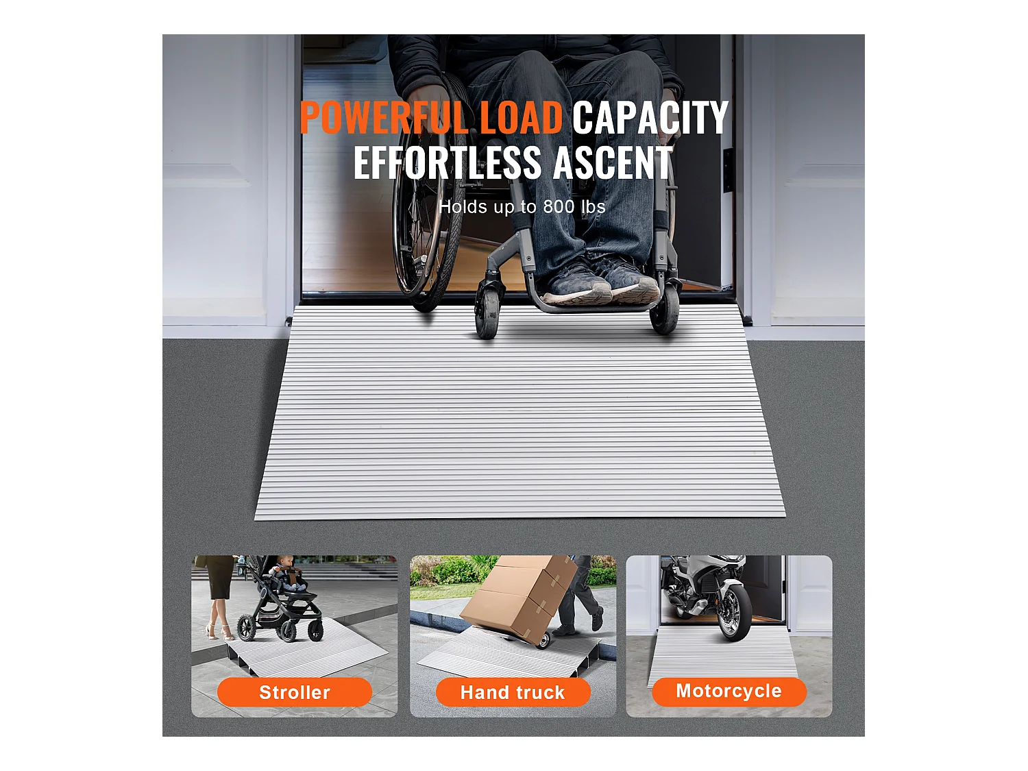 Rampe de seuil en Aluminium SucceBuy, élévation de 10.2cm, Capacité de charge de 800 lb pour Fauteuils roulants et Scooters