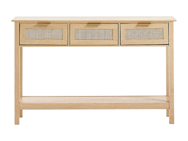 Table Console SucceBuy en Routine avec 3 Tiroirs et Porte Coulissante, Finition Naturelle