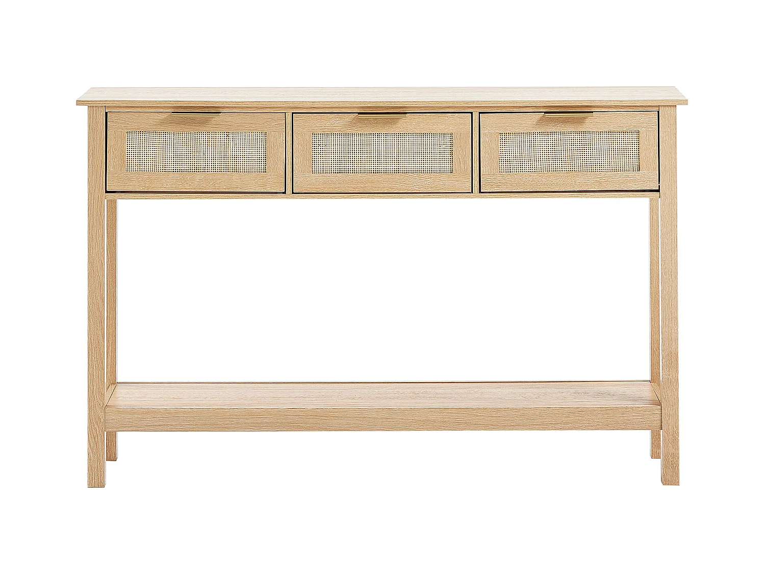 Table Console SucceBuy en Routine avec 3 Tiroirs et Porte Coulissante, Finition Naturelle