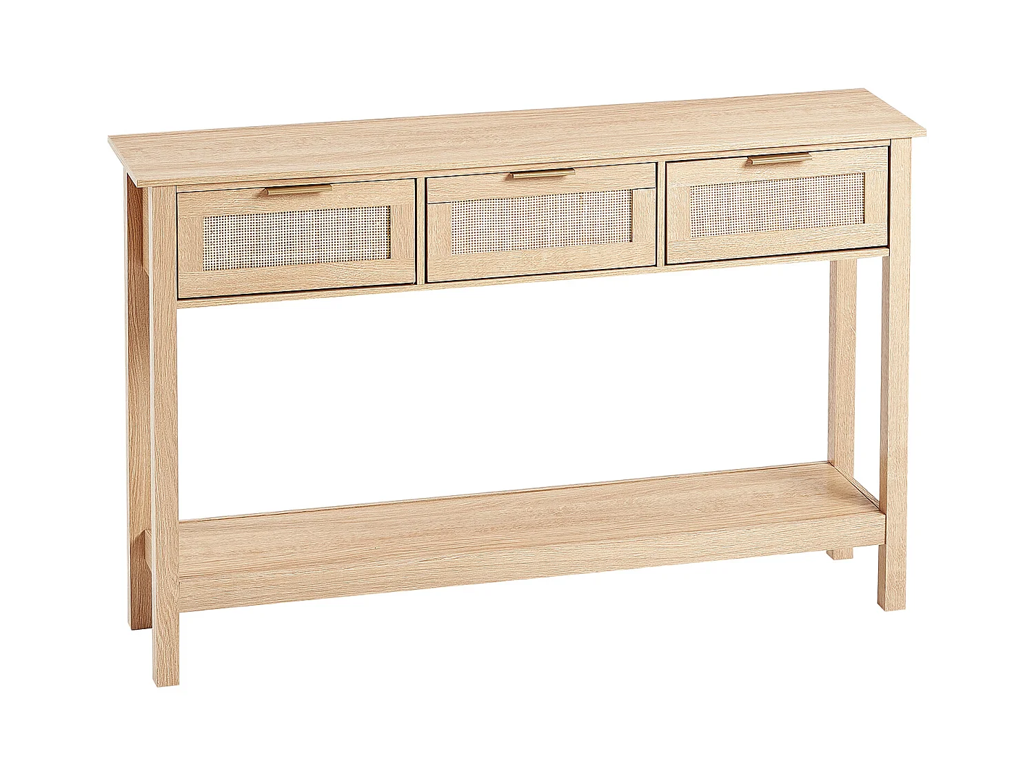 Table Console SucceBuy en Routine avec 3 Tiroirs et Porte Coulissante, Finition Naturelle