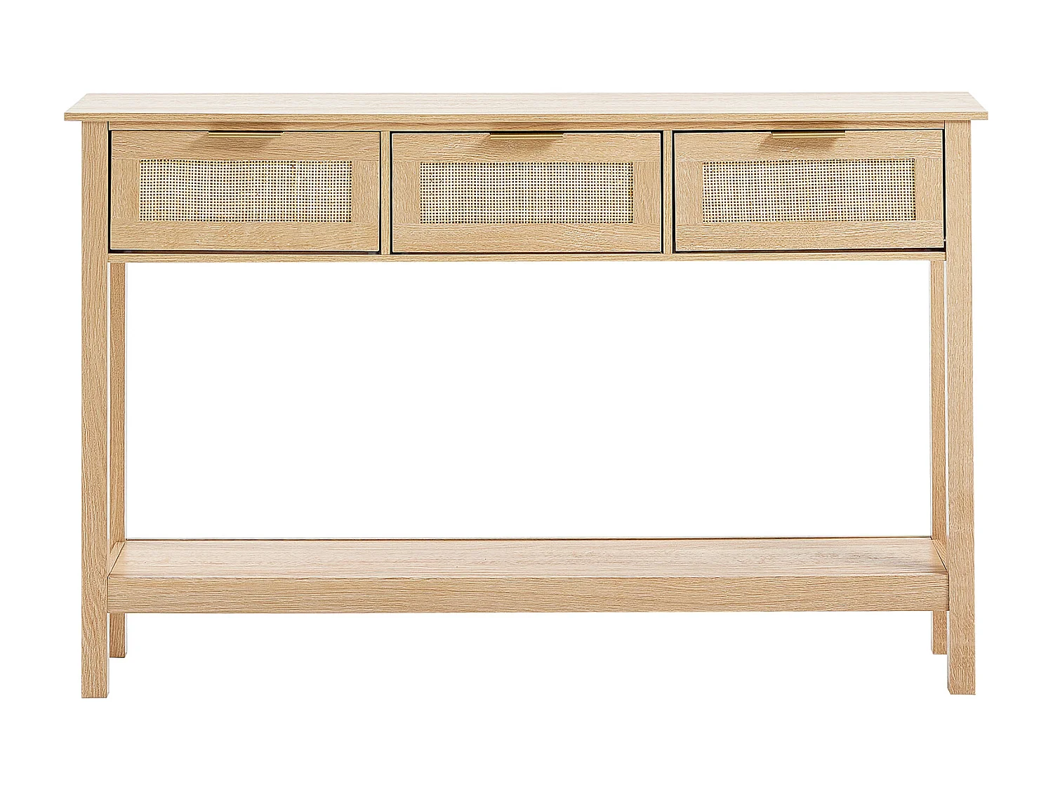 Table Console SucceBuy en Routine avec 3 Tiroirs et Porte Coulissante, Finition Naturelle