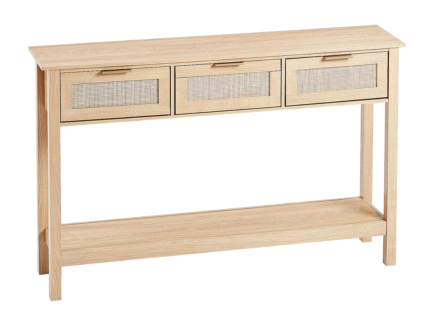 Table Console SucceBuy en Routine avec 3 Tiroirs et Porte Coulissante, Finition Naturelle