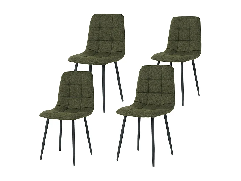 Lot de 4 chaises CLEO en tissu pour cuisine ou salle à manger, pieds en métal noir