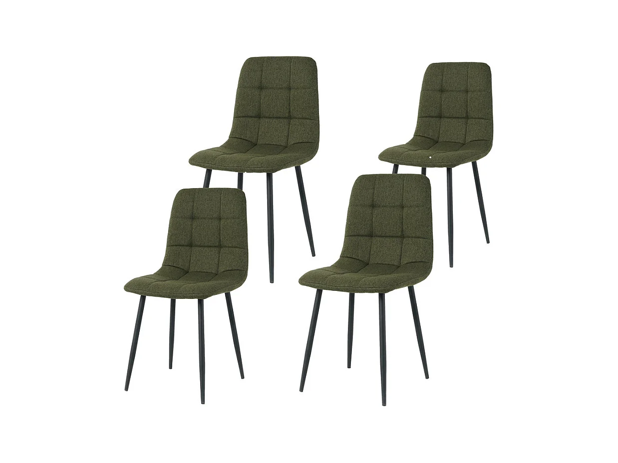 Lot de 4 chaises CLEO en tissu pour cuisine ou salle à manger, pieds en métal noir