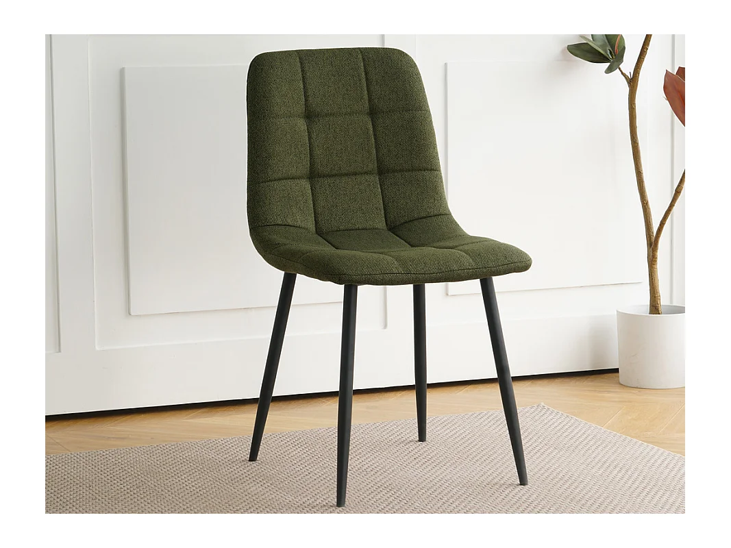 Lot de 4 chaises CLEO en tissu pour cuisine ou salle à manger, pieds en métal noir