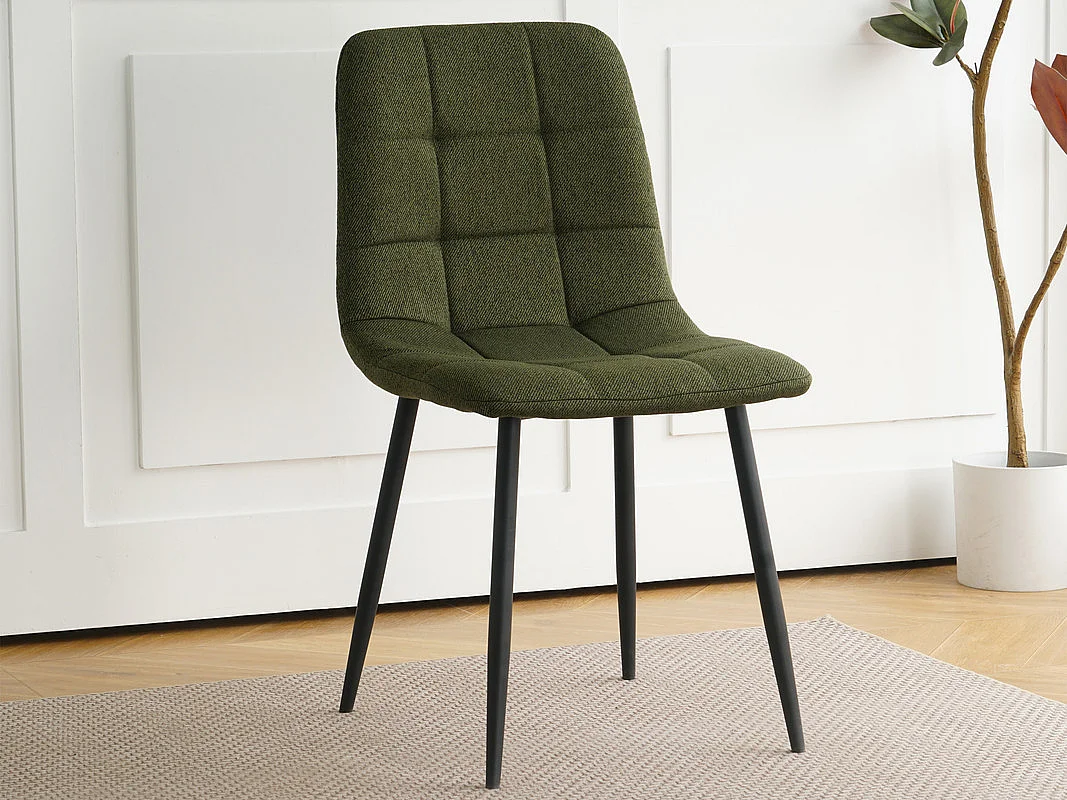 Lot de 4 chaises CLEO en tissu pour cuisine ou salle à manger, pieds en métal noir