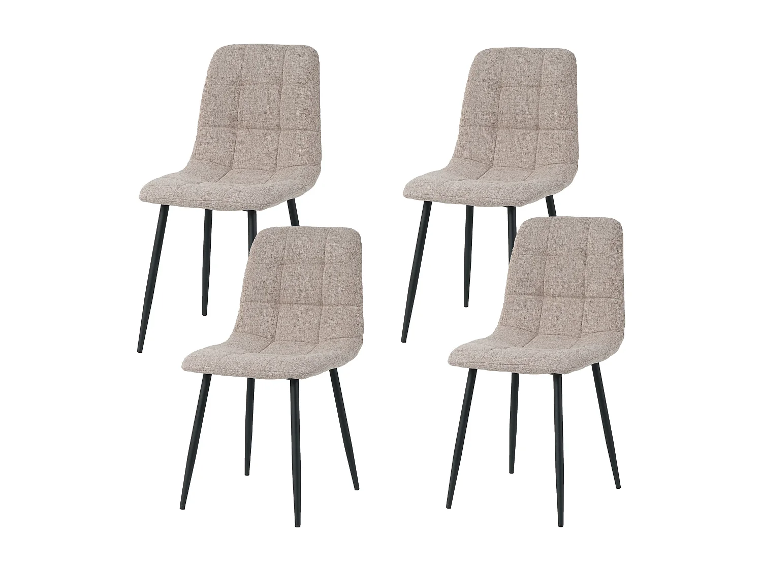 Lot de 4 chaises CLEO en tissu pour cuisine ou salle à manger, pieds en métal noir