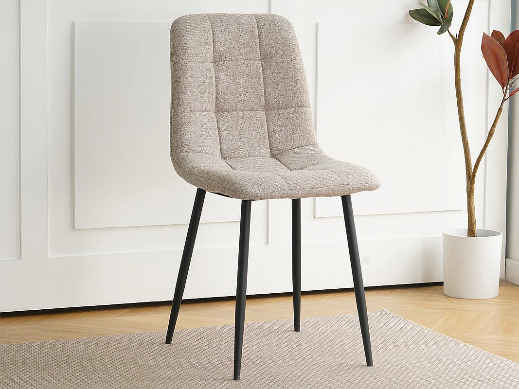 Lot de 4 chaises CLEO en tissu pour cuisine ou salle à manger, pieds en métal noir