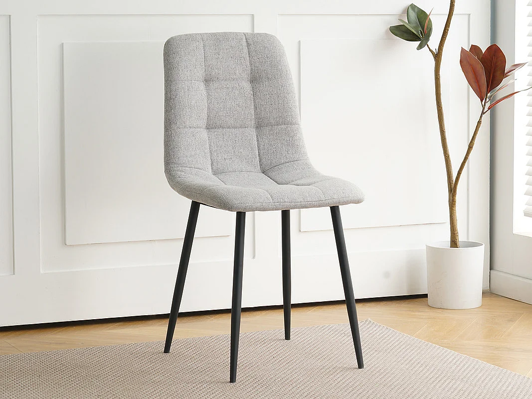 Lot de 4 chaises CLEO en tissu pour cuisine ou salle à manger, pieds en métal noir