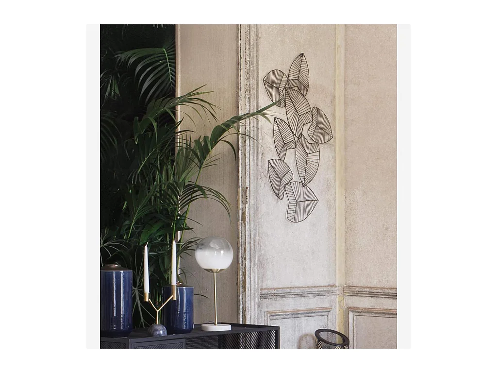Habitat - Décoration murale feuillage en métal - Noir - Olim