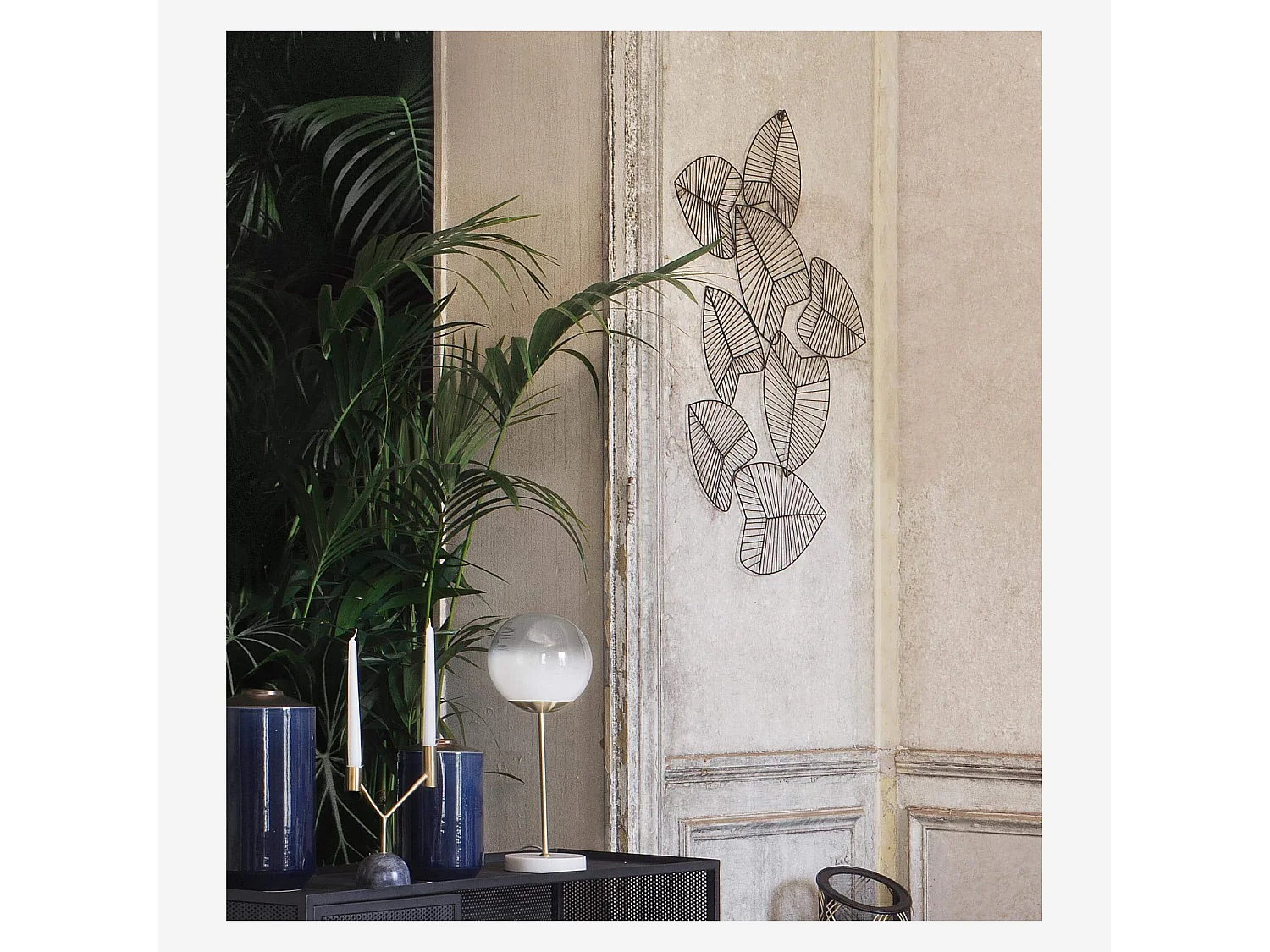 Habitat - Décoration murale feuillage en métal - Noir - Olim